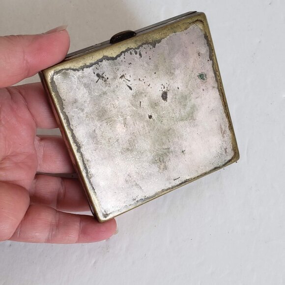 Vintage Antique PORTE CIGARETTE Holder Case Compact Square with Mirror - Picture 7 of 11